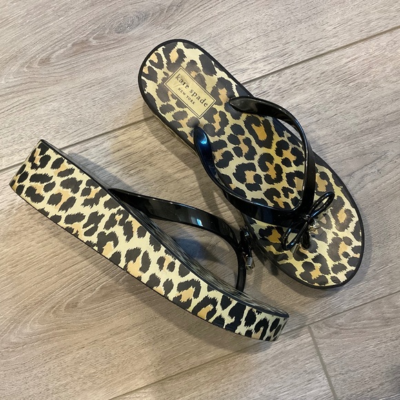 Kate Spade Rhett Platform Animal Print Bow Flip Flop Sandal Size 8 - Picture 5 of 7